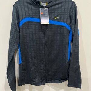 Nike Black and Blue Patterned Long Sleeve Top